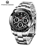 2023 High-end PAGRNE DESIGN Men Quartz Watch Stainless Steel Sapphire Glass 100m Waterproof Leisure Business Style Watch for Men