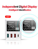 VIKEFON 40W Wall 4 Port With LED Display QC3.0 PD3.0 USB Fast Charger For iPhone 15 14 13 Huawei Xiaomi Samsung