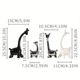 4pcs/set Cute Abstract Deer Ornament, Ceramic Statue Art Craft, For Bookshelf Home Living Room Office Cafe Decor, Room Tabletop Display Entryway Decor, Winter Christmas New Year Decor