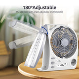 6-in-1 Portable Electric Outdoor Fan - Solar Powered, Rechargeable, with LED Light, 2 Wind Speeds and Brightness Adjustable
