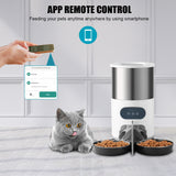Voice Recorder Control 4.5L Cat Dog Food Automatic Dispenser Stainless Steel Bowl Recording Timing Feeding Smart Pet Feeder