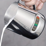 1pc 60ml Coffee Milk Frothing Pitcher With Built-In Thermometer, Stainless Stee