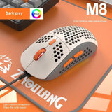 For M8 Ergonomic Gaming Cool Hollow Out Modeg Wired RGB Lighting Lightweight Mouse Color Matching Design