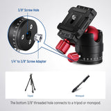 Camera Mini Ballhead Cold Shoes Microphone Tripod Head Ball Head with 1/4 Quick Release Plate for Tripod Monopod DSLR