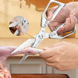1pc Kitchen Stainless Steel Scissors, Special Strong Household Scissors, Bone Chicken Bone Scissors, Multifunctional Roast Food