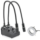 3 In 1 White Industrial Camera Branch Microscope Dual Gooseneck Light Source Led Lighting