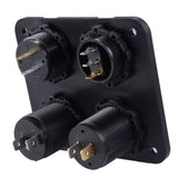 USB Charger & 2.1A Green Voltmeter Power Outlet ON-OFF Switch Four Functions Panel for Car Boat Marine RV Truck Vehicles
