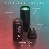 Ambition Soldier Wireless Tattoo Pen Machine Battery with Portable Power coreless Motor 1950mA/h Battery 40Pcs Cartridge Needle