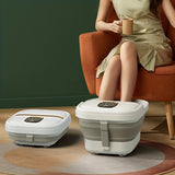 Portable foldable spa bath massager with heat, bubbles, vibration and red light, foot therapy tube