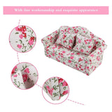 Couch Flower Pattern Fabric Sofa 1:12 Living Room Furniture Dollhouse Decoration Accessories Toy