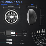 7 Inch Motorcycle Round LED Headlight with Housing Bucket, High/Low Beam, Turn Signal, DRL Angle Eyes