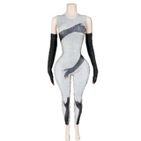 Halloween Evening Party Dress Atmosphere Dressing Black Handprint Design Sense Tight fitting jumpsuit Slim Fit