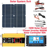 12V to 110/220V Panel System 18V 50W Solar Panel+50A Controller+6000W Modified Sine Wave Inverter Power Generation Kit