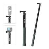 Portable Selfie Stick Carbon Fiber Stand Bracket 32-120cm 1/4"&Sports Camera Mount for GoPro Hero 12/11/10 Insta360 X3/X2