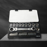 36PCS Wrench With Box Multi-Functional Two-Way Adjustable Double-Ended Ratchet Spanner Socket Screwdriver Set