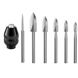 7Pc Carving Tools,1/8Inch Shank HSS Engraving Drill Wood Crafts Accessories with 4486 Chuck for Dremel Tool