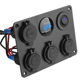 12V 24V Switch Panel Dual USB Chargers 4.2A Cigarette Lighter Plug Socket Power Adapter Outlet for Car Boat RV Voltmeter Toggle