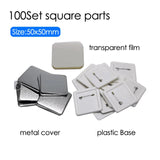50x50mm Square Parts - 50 Sets Fridge Magnets Consumables & 100 Sets DIY Badge Button Pins Materials for Art Crafts