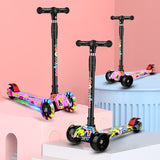 Foldable Kick Scooter with Light-Up Wheels - Kids Adjustable Height 3 Wheel Scooter, Lean To Steer for Children Ages 2 - 10