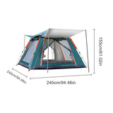 Quick Open Automatic Camping Tent with Canopy - Sun-Protection Beach Travel Tent for Family of 3-4/4-6 People