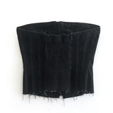 Spring Women's Tight Zipper Raw Edge Denim Top