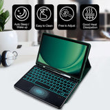 Case Latency-free Colorful Backlit Keyboard Cover for Samsung Tab A9 Plus Wireless Bluetooth with Protective