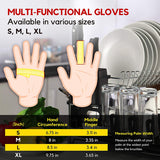 6 Pairs Dishwashing Gloves,Rubber Gloves, Yellow Flock Lined Heavy Duty Kitchen Gloves