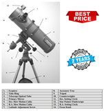 Celestron 31045 AstroMaster 130EQ 130mm F5 Newtonian Reflector Telescope - Fully-Coated Glass Optics Adjustable-Height Tripod
