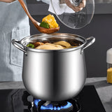 1pc Stainless Steel Stock Pot (22.0cm), Large Stockpot, Soup Pot, Kitchen Utensils, Kitchen Gadgets, Kitchen Accessories