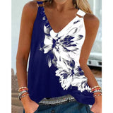 Black And White Floral Digital Print Casual Camisole