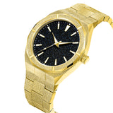 Matte Star Dust Dial Rose Gold Full Stainless Steel Strap High Quality Luxury Frosted Japanese Miyota Quartz Watch Clock for Men