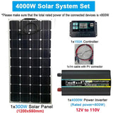 110V/220V System 300W Panel+150A Solar Charge Controller 4000W 6000W 8000W Inverter Emergency Power Generation Kit