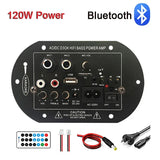Bluetooth Audio Amplifier Board 120W Subwoofer Dual Microphone AMP Module for 4ohms 8-12 inch Speaker 12/24V 110/220V Amplifiers
