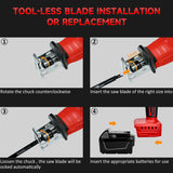 Cordless Reciprocating For Milwaukee 18V Battery 3000SPM Variable Speed Saber Saw Wood Metal PVC Pipe Cutting (No Battery)