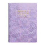 A7 Notebook 2024 English Planner Faux Leather Hardcover Mini Journal with Ink-proof Paper