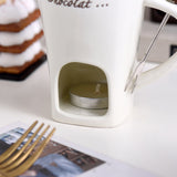 Mug European Swiss Ice Cream Cheese Chocolate Melt Oven Red Ceramic Atmosphere Hot Pot Cup with Fork