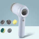 USB Rotary Cleaning Brush with 5 Brush Heads - Electric Cleaning Brush for Kitchen, Bathtub & Tile Scrubber