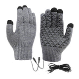 USB Heated Knitted Full Finger Non-Slip Thermal Knitting Mitts Cycg Gloves for Autumn Winter