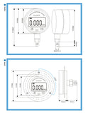 Water Liquid Vacuum Precision Axial Digital Pressure Gauge Mpa Psi Bar Stainless Steel Back Connection