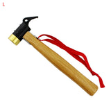 Multi-function Wood handle Brass Camping Hammer Anti-Slip Rope Brass Peg Hammer