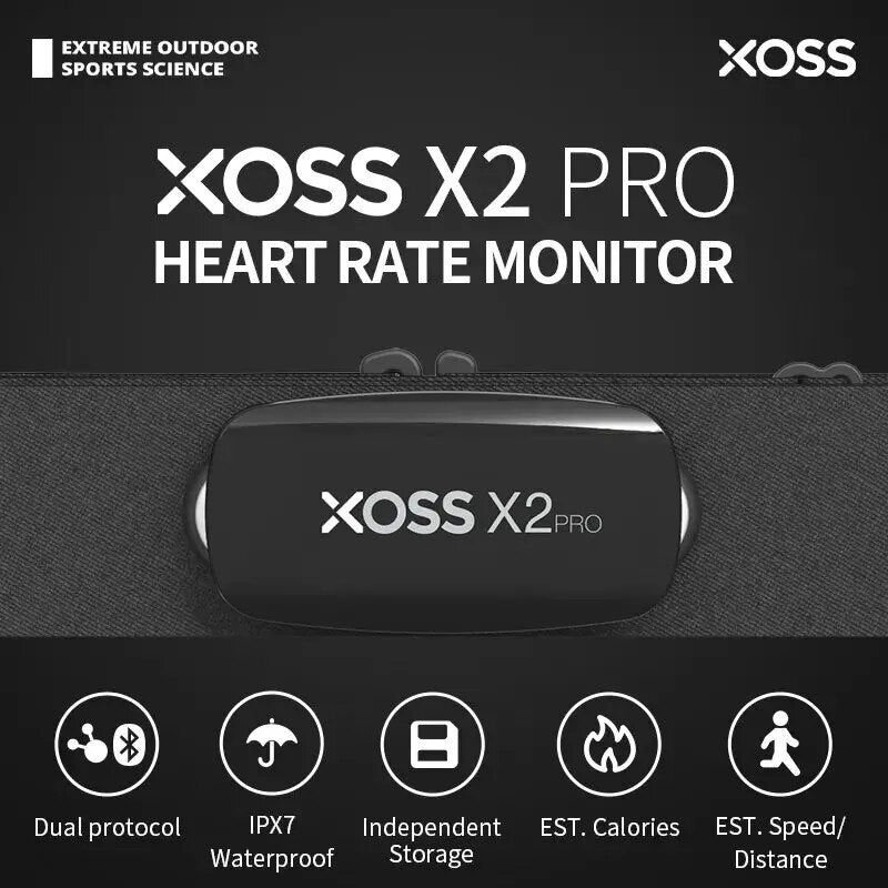 XOSS X2 Pro Chest Strap Heart Rate Sensor Waterproof Bluetooth ANT+ Health Fiess Smart Bicycle Monitor