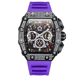 Fashion Men's Automatic Mechanical Watch ONOLA Unique Luxury Diamond Inlaid Design Waterproof Silicone Tape Watch Men Clock