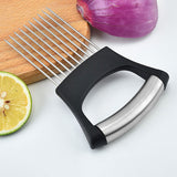 Stainless Steel Pin Slicer with Anti-Slip Handle - Slice Holder & Food Slicers Assistant for Onion, Potato, Lemon