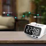Music Bluetooth Speaker Snooze Digital FM Radio Table Alarm 1A+2A Clock USB Charger TF Player for iPhone Android
