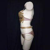 Nightclub bar tour, female singer runway show, new luxury bikini set, side tassels, sexy temperament