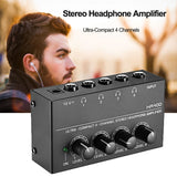 HA400 Mini Headphone Amplifier Ultra-Compact Stereo Audio Amplifier 4 Channels With Power Adapter 10MHz Earphone Amp for Music
