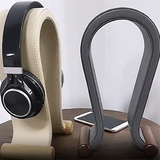 U Shape Leather Headphone Holder Tabletop Support Headset Display Stand for PC Gaming Earbuds Shelf Hanger,Grey