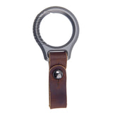 Titanium Alloy Car Keychain Cowhide Strap Pendant EDC Tool Men's Gift