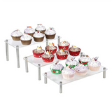 3Pcs Set of Ladder Acrylic Cupcake Hand Puppet Jewelry Transparent Cosmetic Display Stand