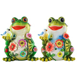 Solar Animal Statues Resin Figurine Waterproof Outdoor Frog Sculpture for Garden Patio Lawn Yard Housewarming Gifts